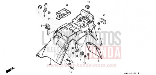 GARDE-BOUE ARRIERE (CB750F2) CB750F2S de 1995